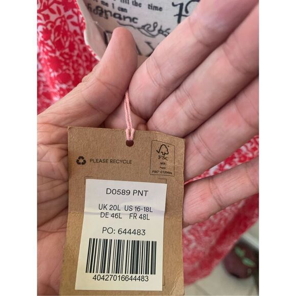 NWT Rare Large Size Boden Linen Red Peony Vine Terrace Sweatheart Neckline Long - Picture 9 of 13